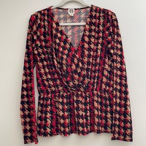 ANNE KLEIN v-neck long sleeves blouse